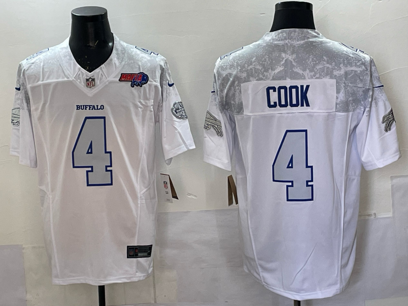 Men Buffalo Bills 4 Cook Nike White 2025 Rivalries Collection Limited NFL Jersey 005
